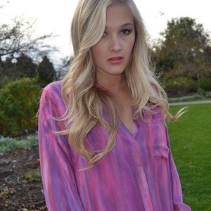 NEW silk painted tie dyed stripe shirt pink blue white purple red Medium large